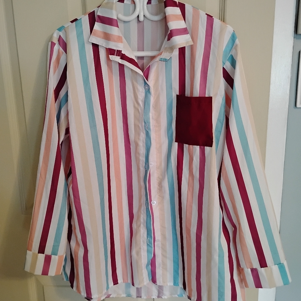 Colorful Striped Button-Up Shirt